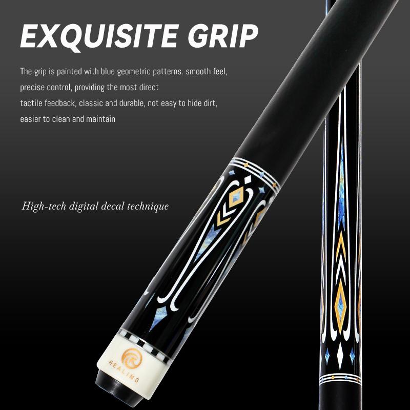 OKHEALING Carbon Fiber Pool Cue Black Technology Billiard Cue Sticks 12.4mm Tip Uni-loc Joint 147cm/58inch Length 19~20oz Weight