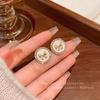 Ins Wind Drop Glaze Butterfly Circle Earrings Women's Unique Niche Design Flash Diamond Stud Earrings French Retro Earrings