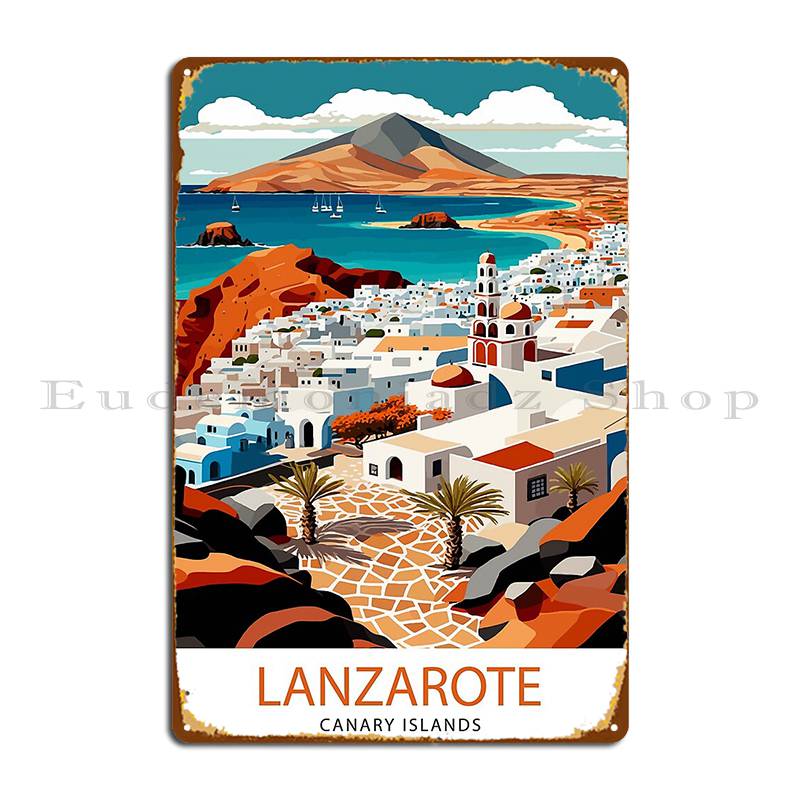 Лансароте Постер Испания Путешествия Металлическая Табличка Кино Кино Персонализированный Гараж Паб Жестяная Табличка Постер 7.9x11.8In(20x30cm)