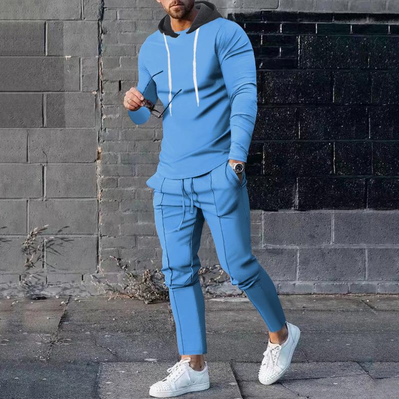 Traje Deportivo de Ocio para Hombre Primavera y Otoño Sudadera Holgada Conjunto Slim de Dos Piezas para Hombre
