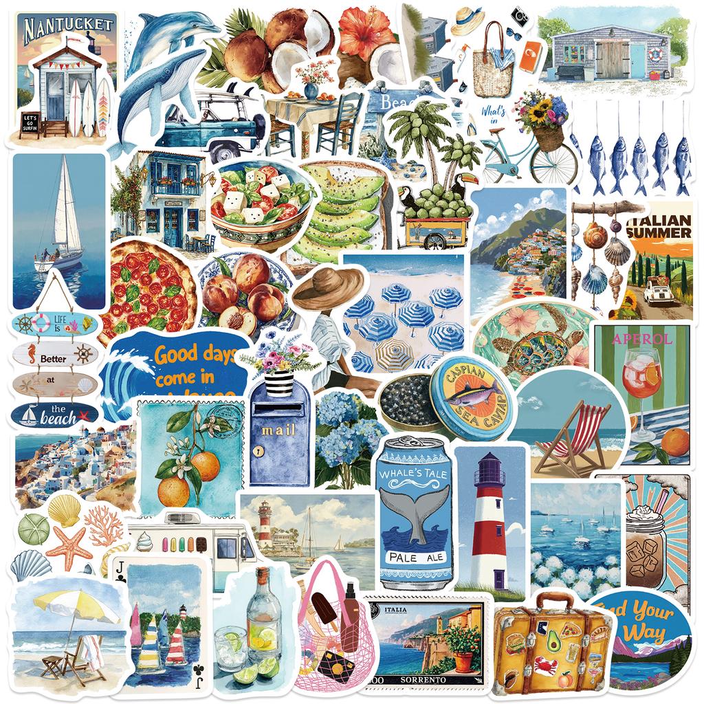 50Pcs Summer American Style Stickers For Scrapbooking Diary Laptop Water Bottle Computer Phone Cartoon Car Stickers Decals