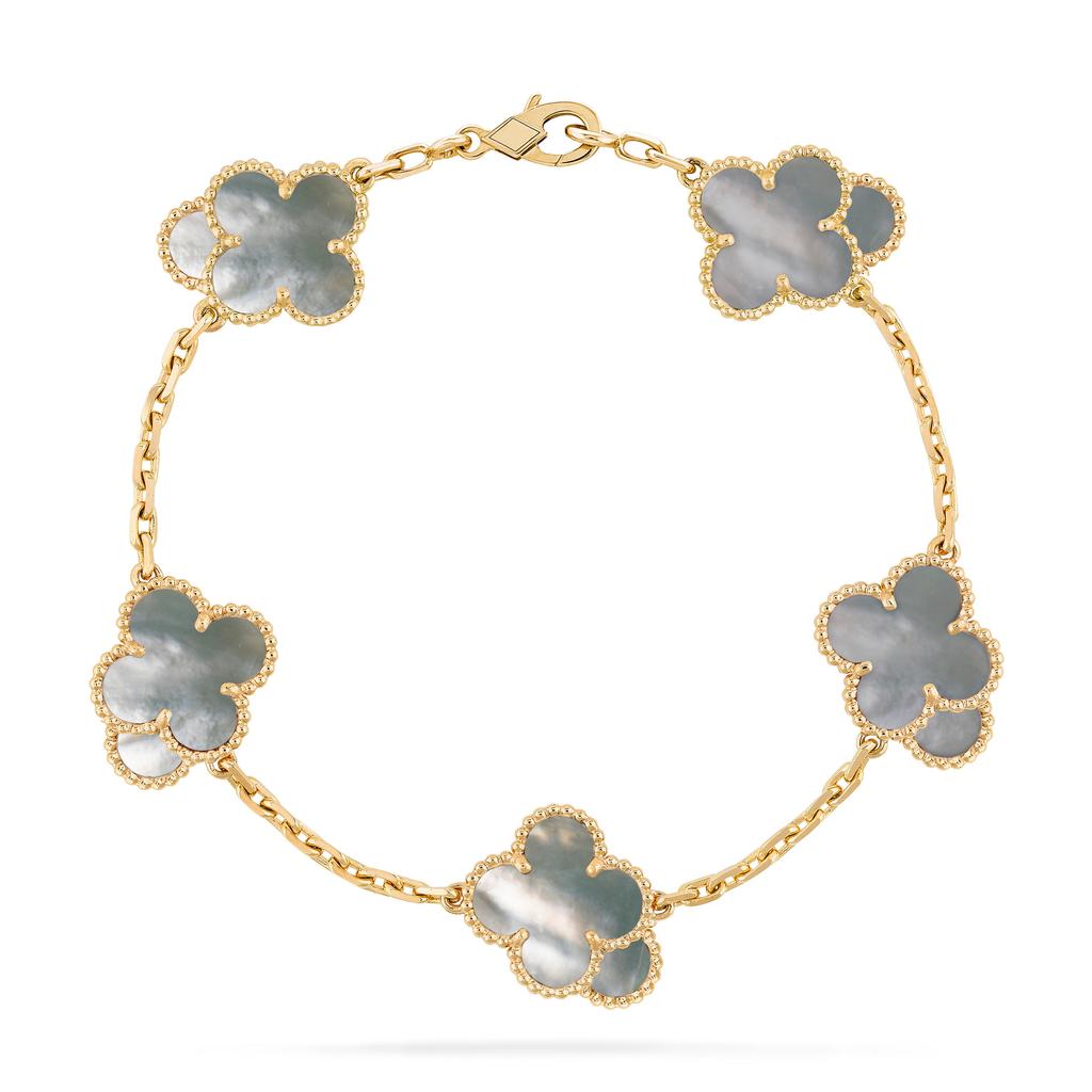 Trendy nytt armbånd med firkløver Håndpynt Mote Damearmbånd med fem blomster