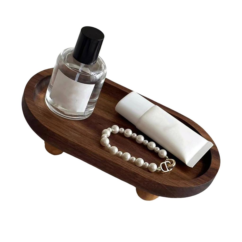 Natural Wood Jewelry Storage Tray Multipurpose Vanity Organizers Wooden Display Pedestal For Cosmetics And Fragrances