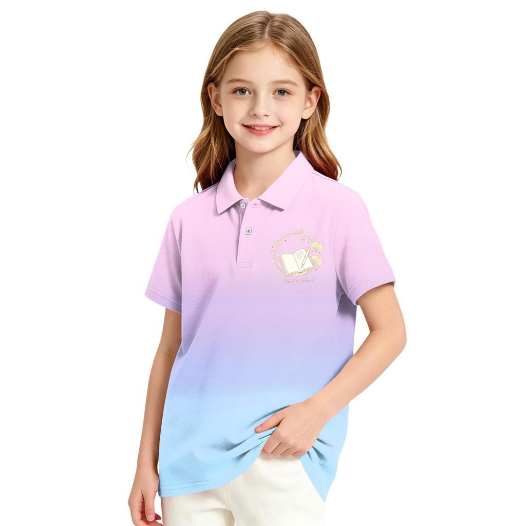 Girls' Polka Dot Printed T-Shirt for School Uniform and Casual Wear