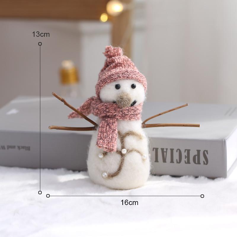 Festive Snowman Christmas Scene Plush Decoration Mini Ornament Holiday Supplies