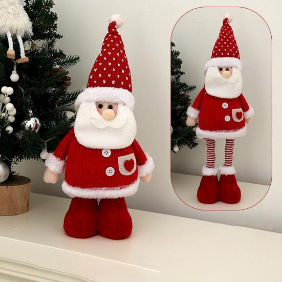 Yousheng Christmas Plush Doll Decoration Stuffed Standing Snowman/Santa Claus/Elk Figurine with Retractable Long Leg for Holiday Winter Home Table