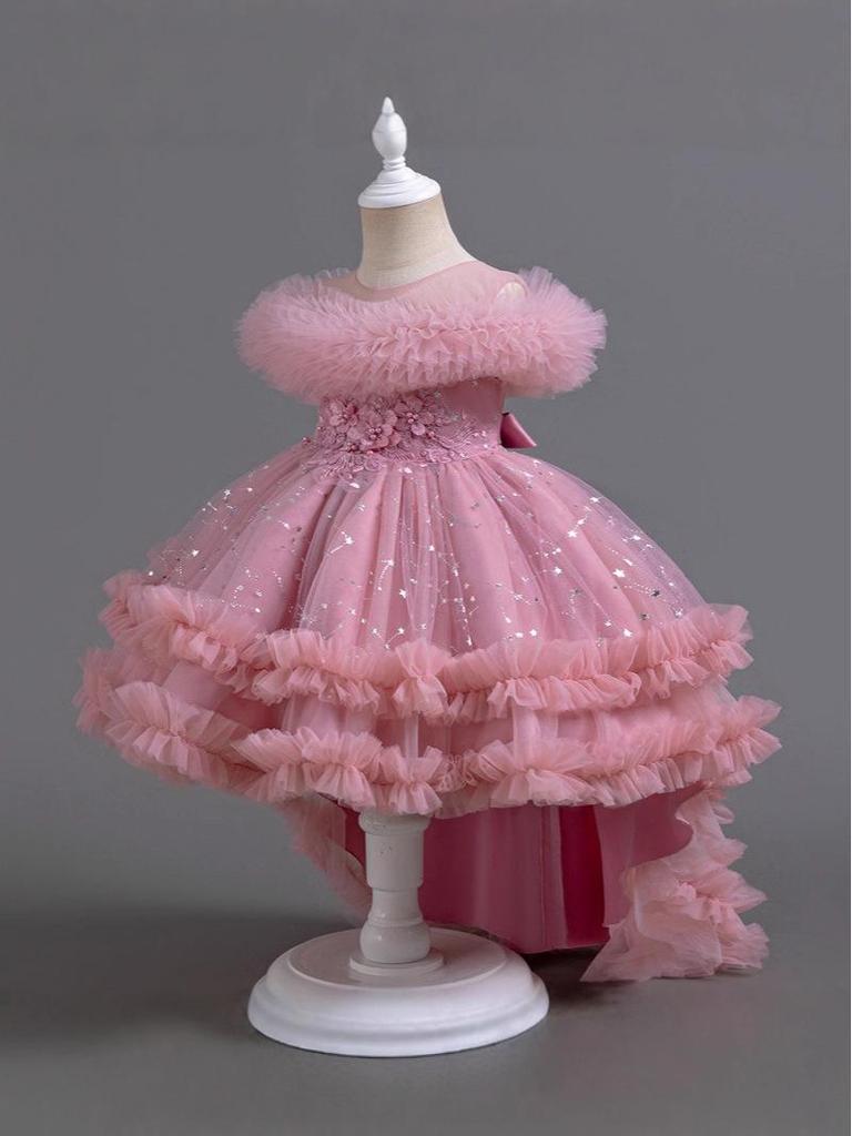 Girls' Summer Floral Princess Dress - Formal Wedding & Birthday Outfit