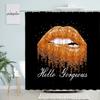 Gold Lips Shower Curtains Modern Fashion Woman Girl Hello Gorgeous Bath Curtain Sets Polyester Fabric Bathroom Decor With Hooks