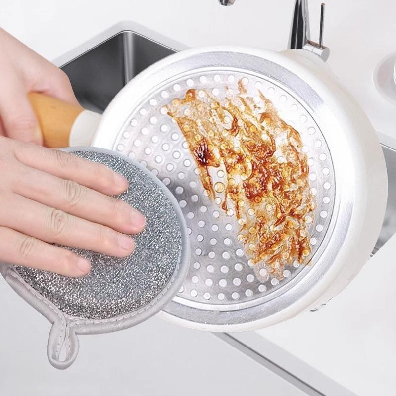 Double-sided Silver Thread Sponge Dishwashing Cloth Household Dishwashing Cloth Thickened Sponge Scouring Pad
