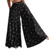 Damen High Waist Weite Beine Hose Lockerer Schnitt Leicht Fließend Bedruckte Lässige Hose Elastischer Bund Palazzo Hose