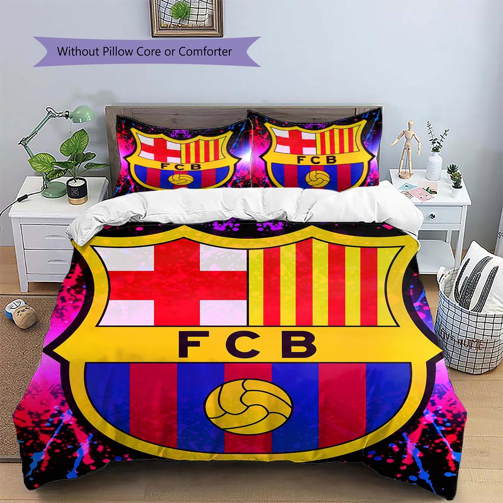 מצעים בעיצוב ברצלונה קישוט לבית מתנת יום הולדת (1 * כיסוי שמיכה + 2 * ציפות, ללא ליבה)