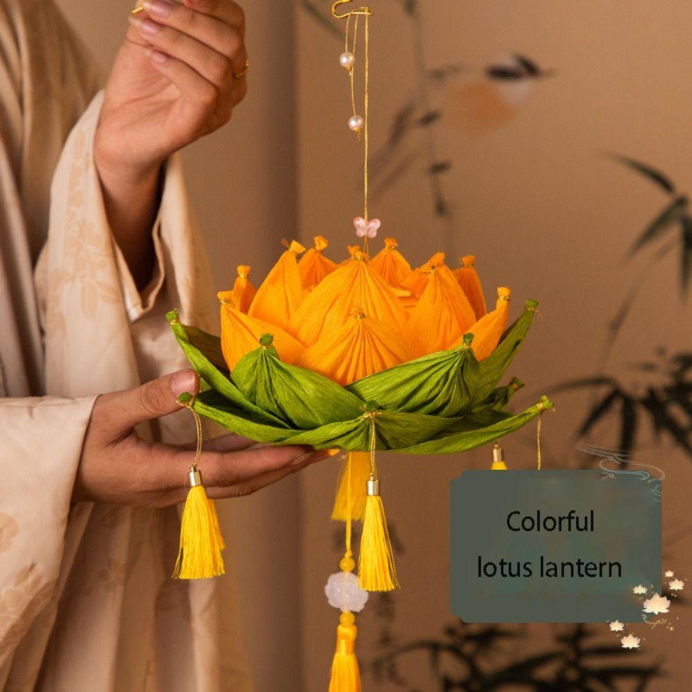 Chinese Vintage Handheld Flower Light Hanging Mid-Autumn Festival Lantern  Outdoor