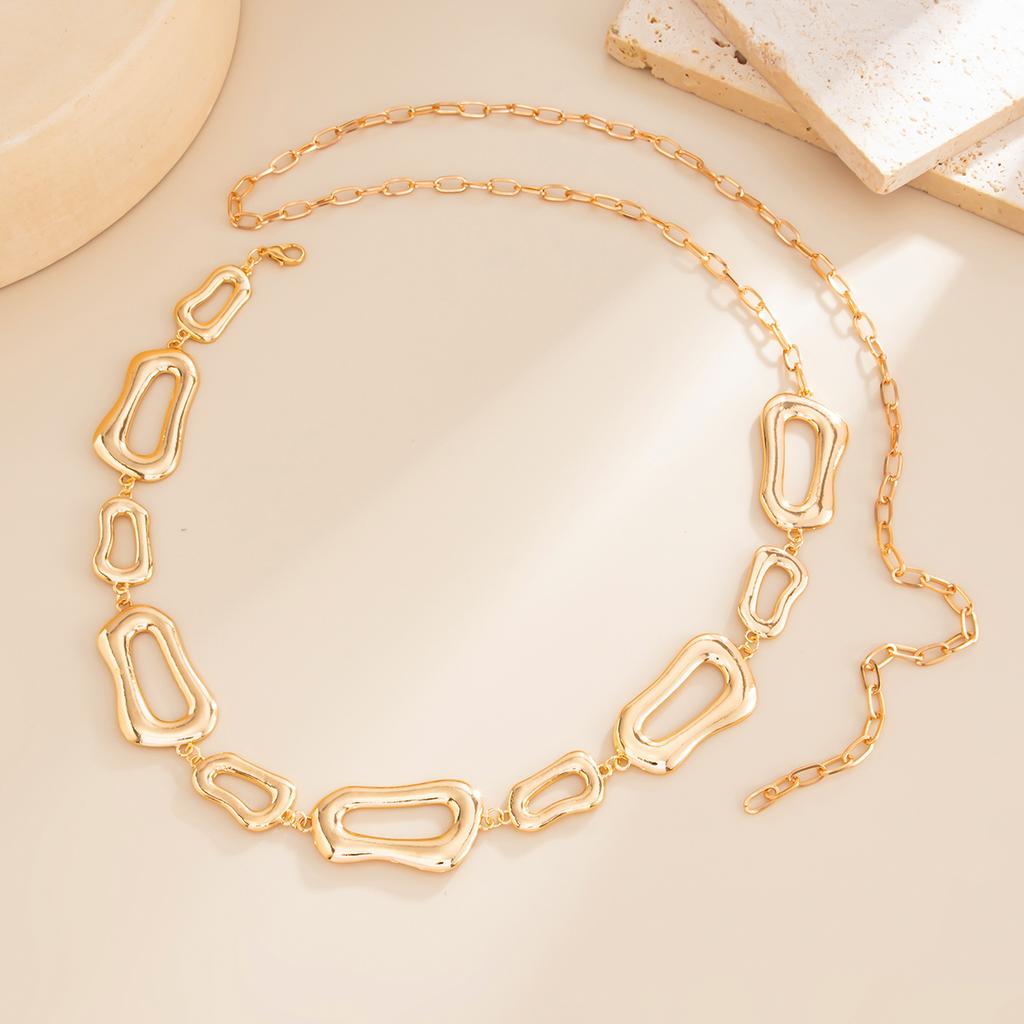 Ingemark Vintage Simple Gold Color Metal Waist Belts Dress Chain for Women Trendy Irregular Adjustable Bikini Belt Body Jewelry