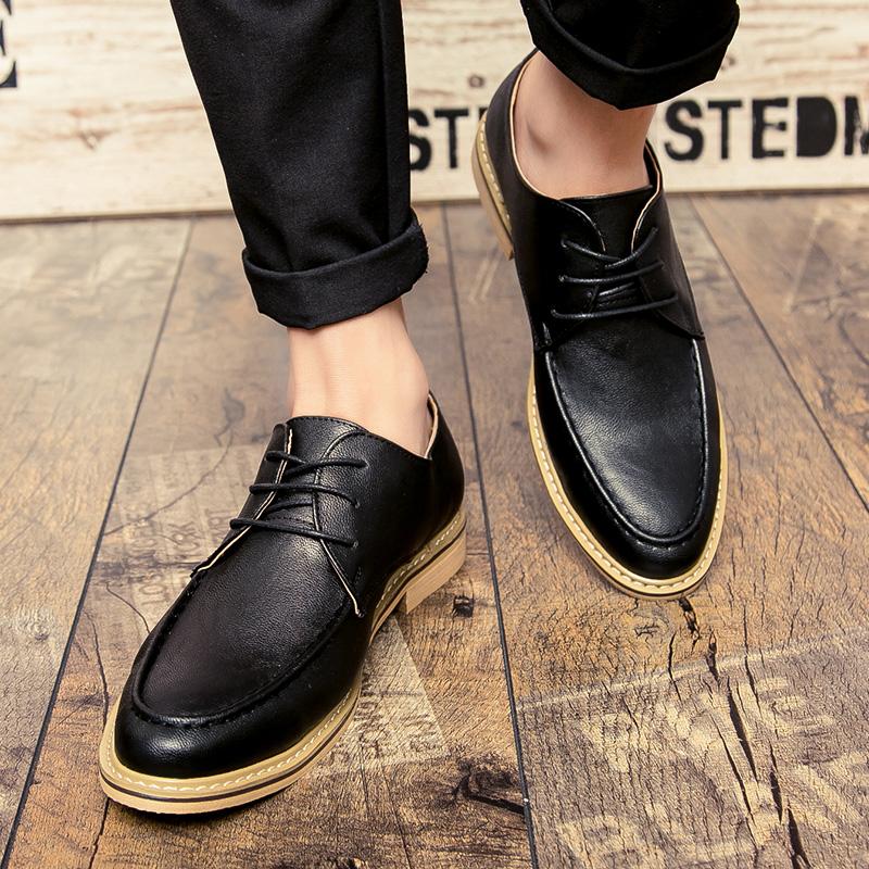 Fashion Leisure New Style  Leather Shoes for Men Business Shoe Lace Up Gentleman  Male Wedding Party Classic Black Walking Shoes