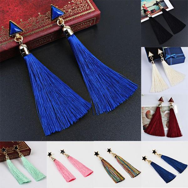 

Hellotocome-Подарки чешских женщин Этнические висячие веревки Tassel Серьги