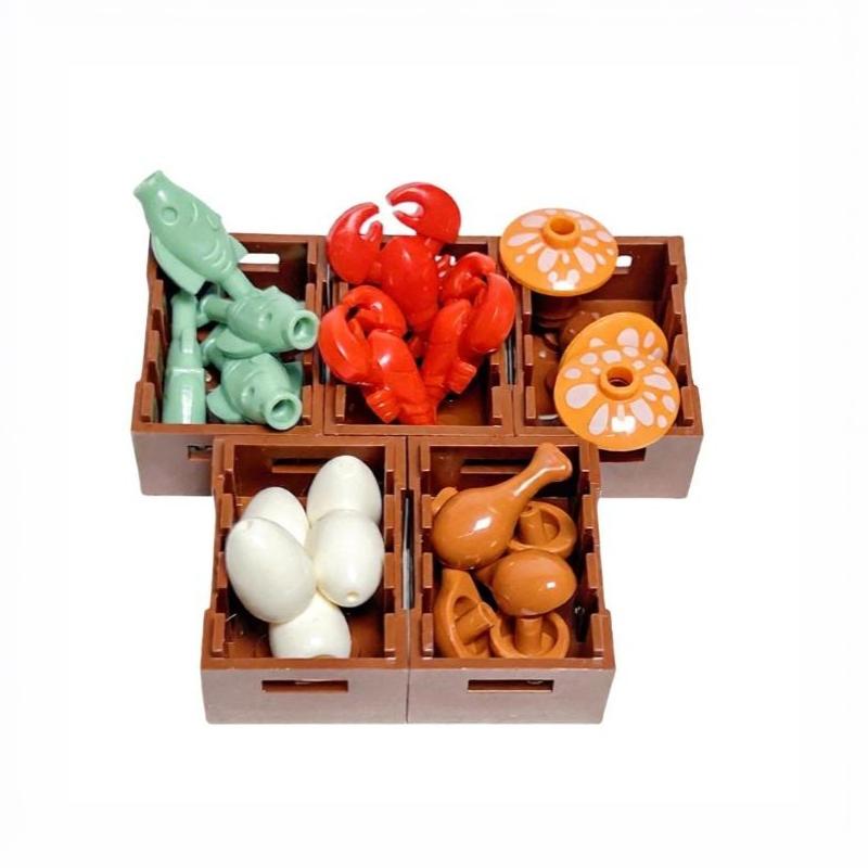 1 Set Foods And Tools Building Blocks Diy Toys Seafood Meat Vegetables Fruit Dessert Dishes Small Particle Blocks