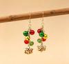 Festive Cartoon Christmas Tree Earrings with Colorful Bells