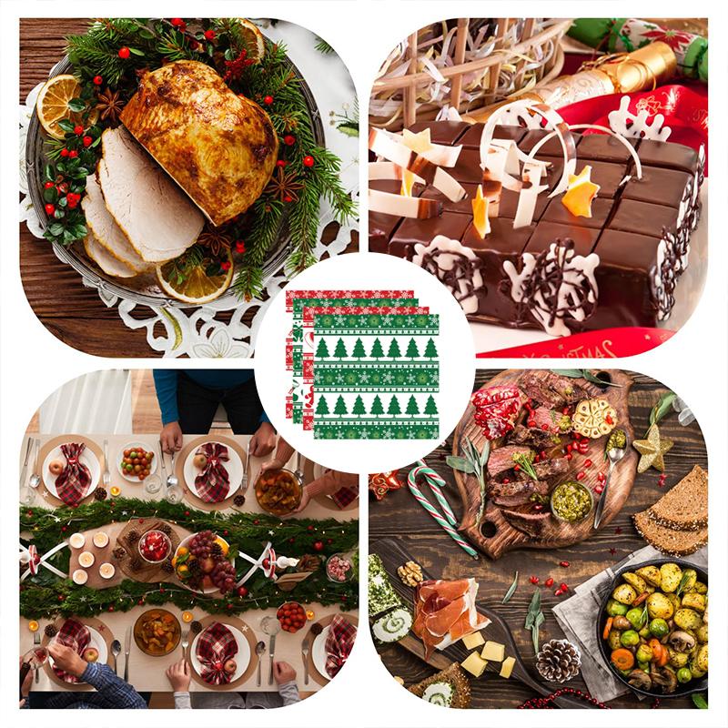 100PCS Christmas Food Parchment Paper Greaseproof Paper Holiday Burger Wrapping Sheets Festive Sandwich Packaging Paper 30x30cm