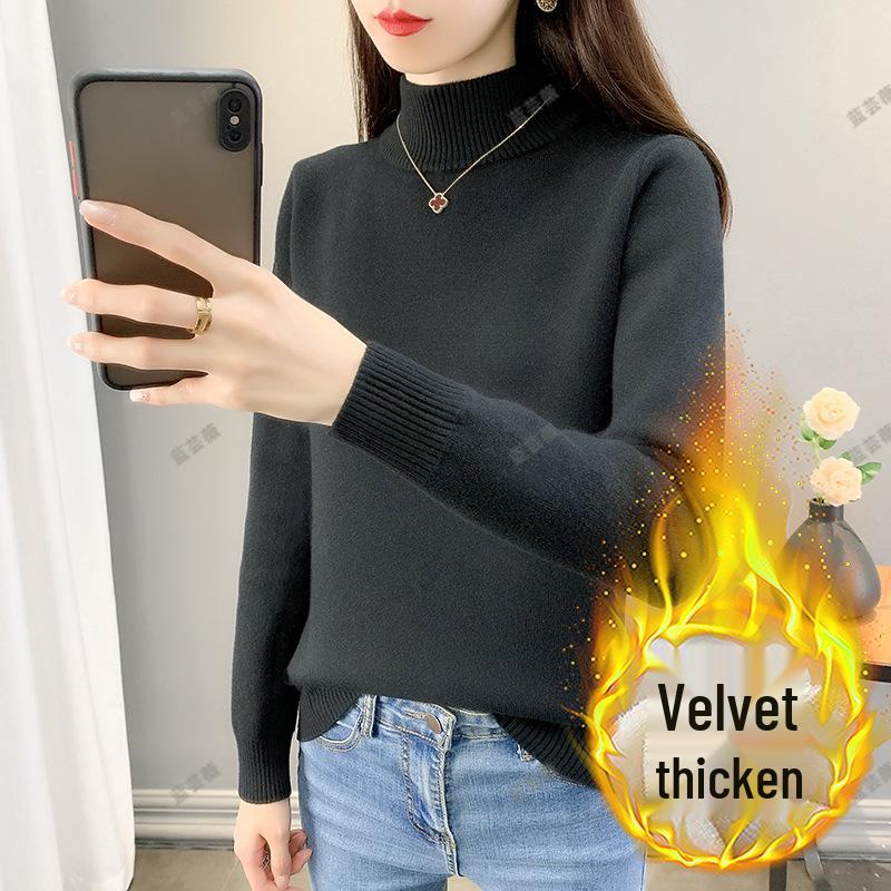 2025 Autumn/Winter Women's Plus Size Knit Fleece Sweater - Slimming, Cozy Inner Layer, Warm and Stylish.