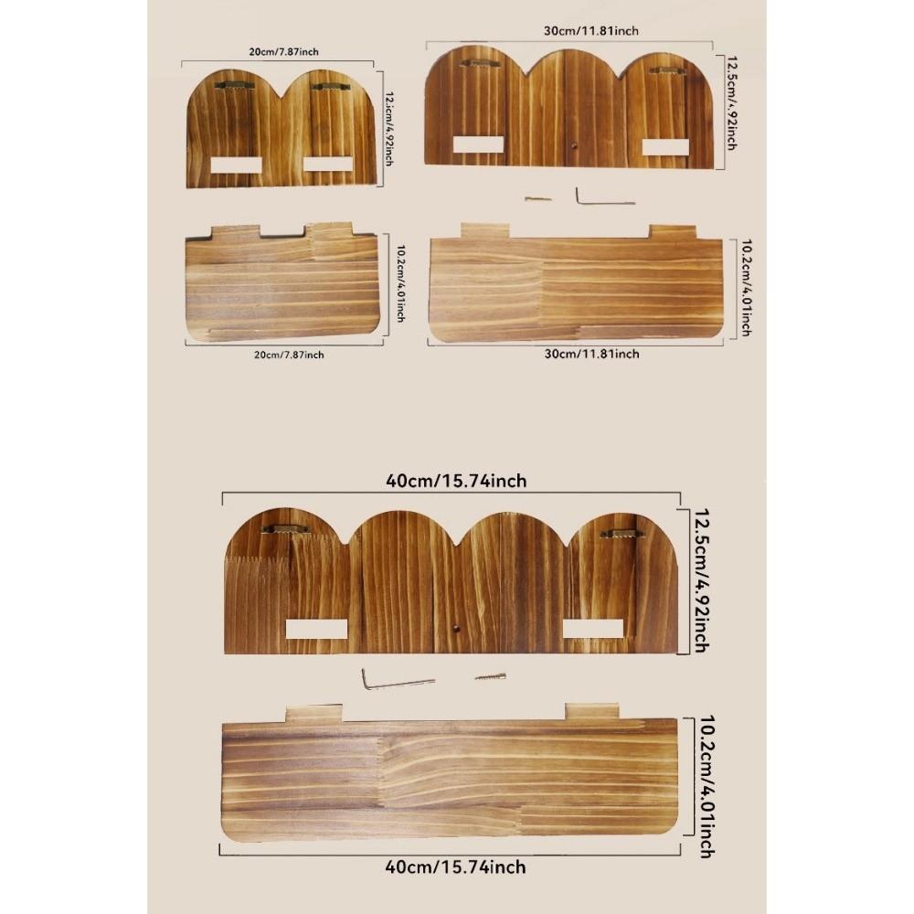 Wall Mounted Boho Wooden Shelves Rainbow Design Geometric Arched Wall Shelves Floating Threaded Multi-Layer