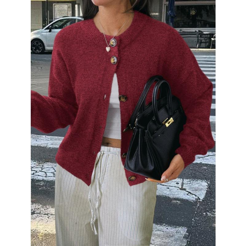 Casual Simple Button Long-sleeved Jacket Sweater for Women 2025 Autumn Winter