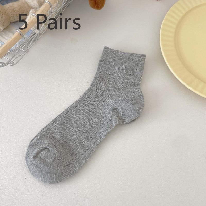 

5 пар летних носков женские полые легкие дышащие носки до середины икры белые женские носки однотонные бесшовные носки в балетном стиле сетчатые носки 5 pairs серый