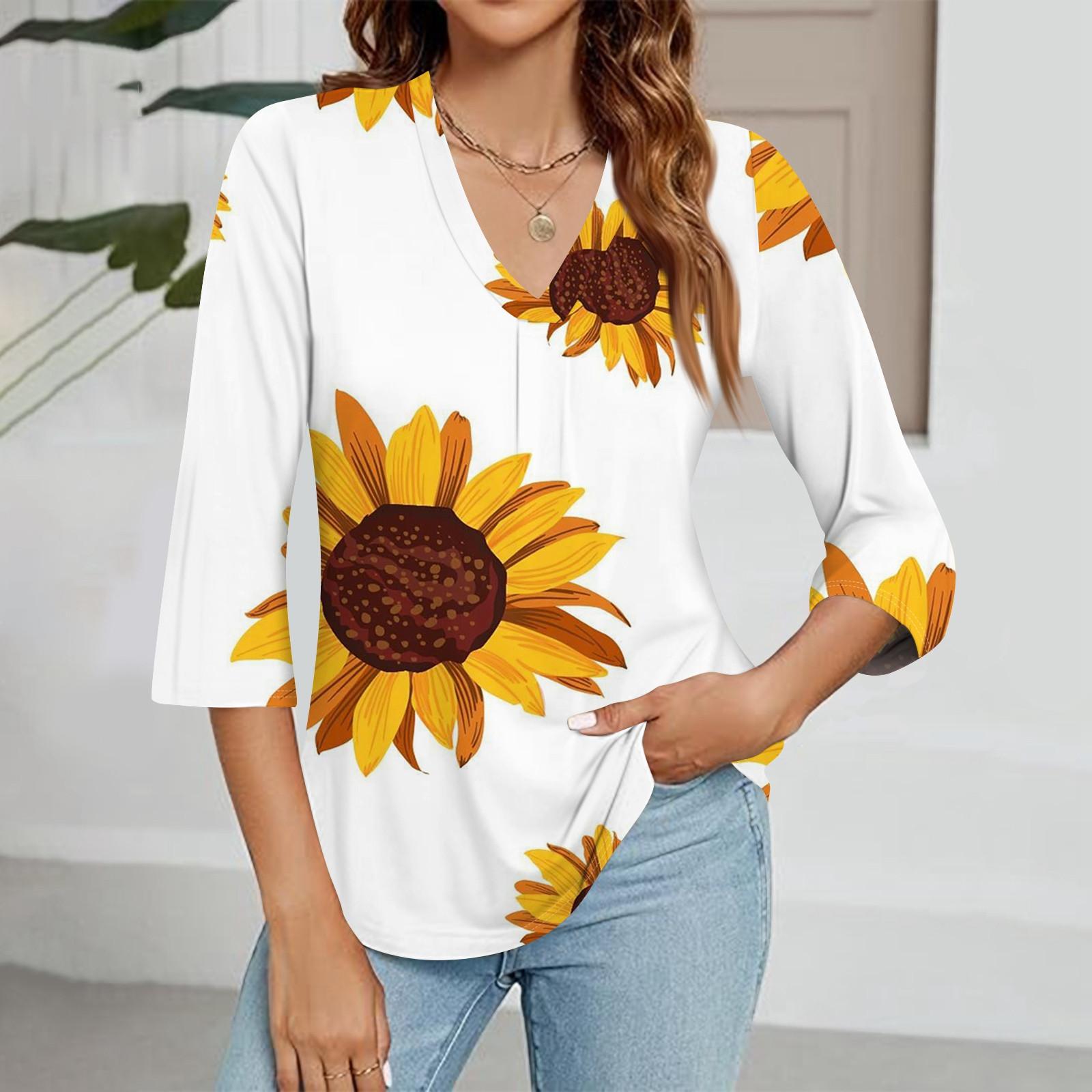 

Женский модный топ с v-образным вырезом и градиентным принтом, рукав три четверти XL белый