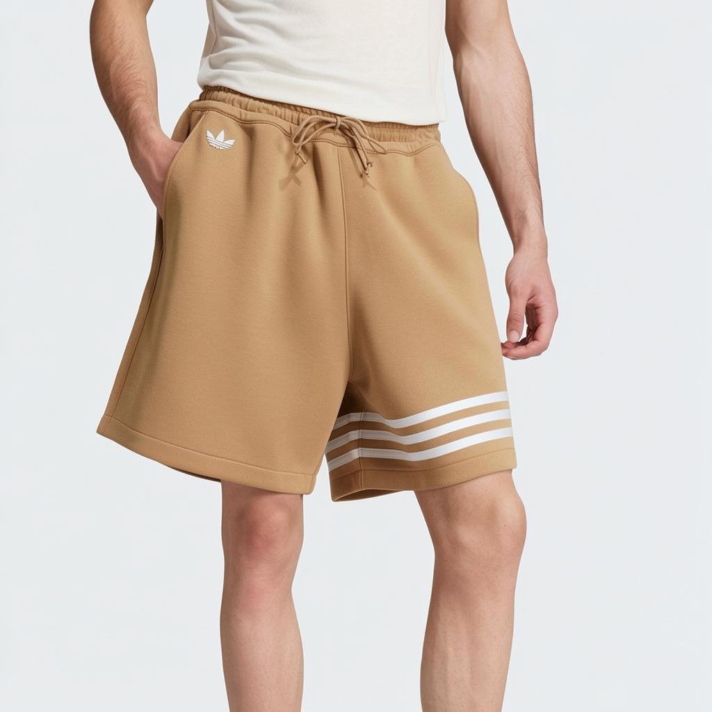 adidas Originals Neuclassics Comfortable Soft Versatile Lace-Up Striped Casual Shorts Men Shorts Khaki JC9940