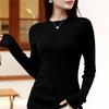 Worsted pure wool machine washable sweater seamless all-in-one semi-turtleneck wool sweater women's top slim fit