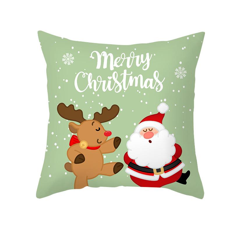 Christmas Pillow Case Wish Cartoon Print Peach Skin Christmas Pillow Home Sofa Cushion