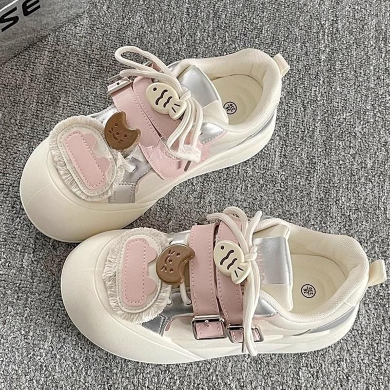 Fashion 2025 New Korea-Style Chunky Sneakers Women White Platform School Shoes Versatile Spring Casual Fashion Platform Sneakers