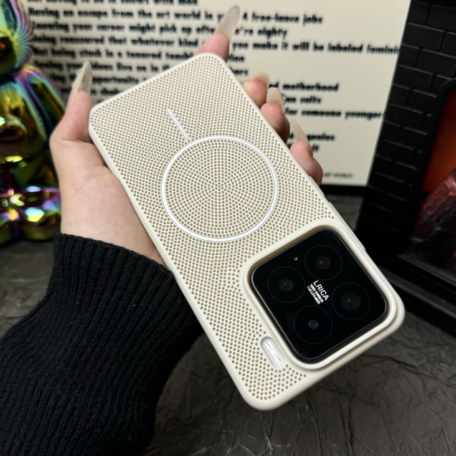 

Применимо к Xiaomi 17PROMAX чехол для мобильного телефона с тонким кольцом, магнитной присоской, сетчатым охлаждением, Xiaomi 15, кожаный, макарон, защитный чехол Xiaomi 17