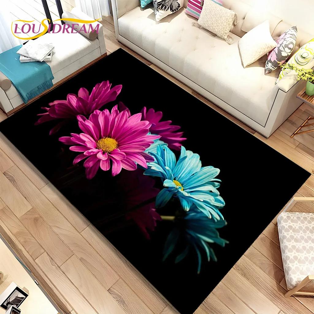 Nordic 3D Daisy Flower Area Rug,Carpet Rug for Home Living Room Children Bedroom Sofa Doormat Decor,kids Play Non-slip Floor Mat