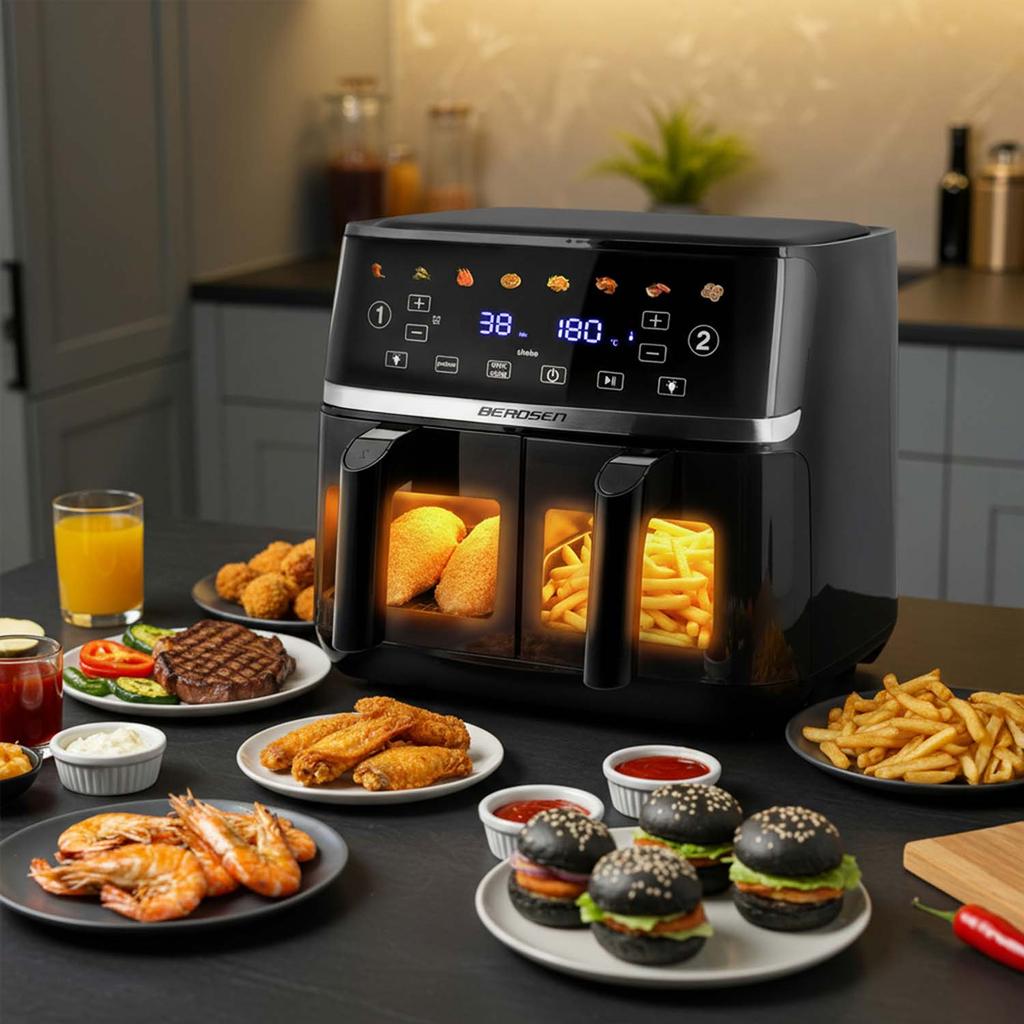 Large Xl Dual-Basket Air Fryer, Berdsen