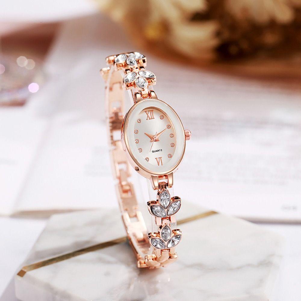 Alloy Luxury Wrist Watches Oval Shape Quartz Watches Elegant Chain Watch  Girls