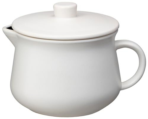 

Ishigaki Sangyo Milk White Cooking Pot, Approx. 18cm W x 14cm D x 13.3cm H, 1.1L Capacity, DL Gyutto Pot, Waterless, Microwave-Safe, Easy to Use, Prod