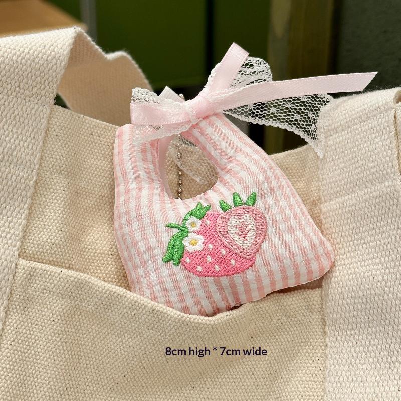 Cute Mini Vegetable Shopping Bag-Shaped Keychain With Cartoon Embroidery For Backpack Decoration And Daily Use