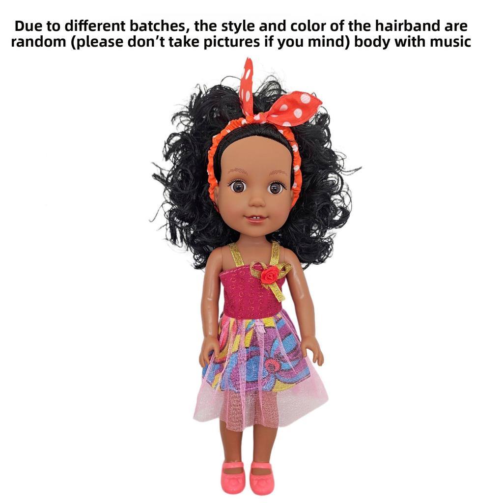18-47CM Black Doll Full Body Vinyl Reborn Doll Soft Glue Simulation Baby African Doll Music Doll
