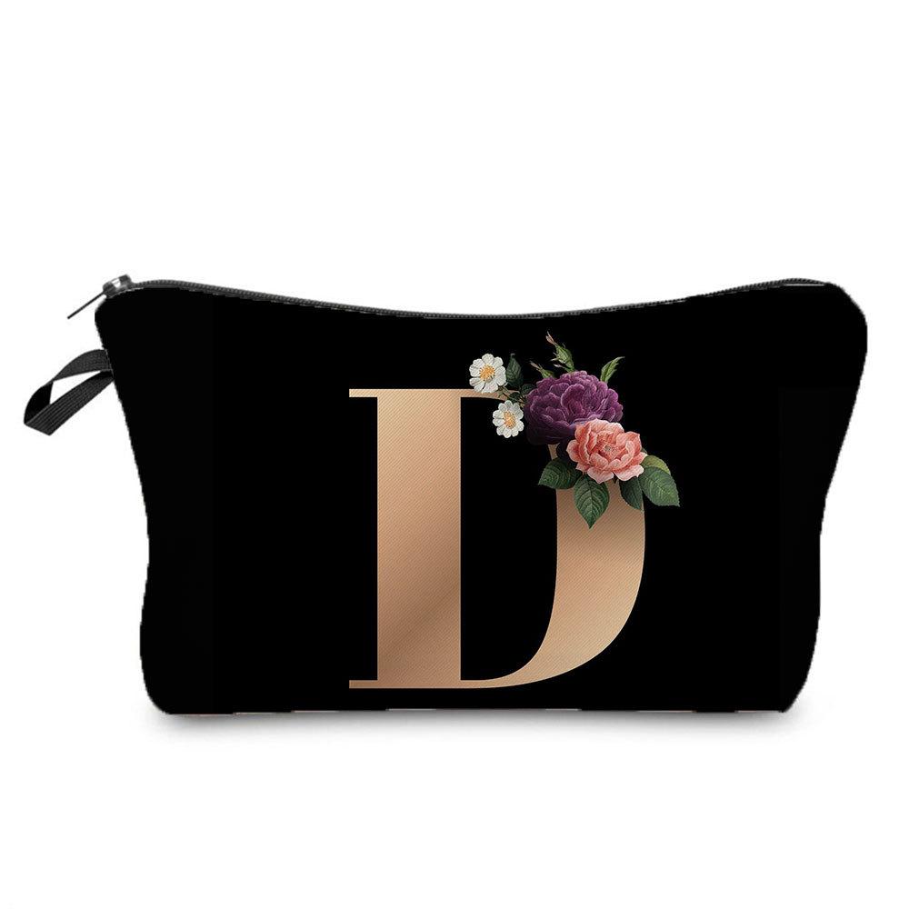 Women's Cosmetic Bag Makeup Bag Female Initial Name Letter Pattern Lipstick Bags Handbags Coin Purse Pencil Cases for Office