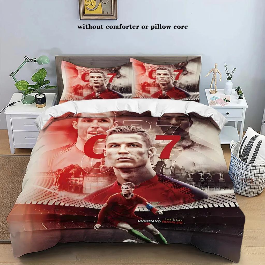 

Football Star Print Bedding Set Gift, Red Number 7 Jersey Themed Duvet Cover and Pillowcases, Suitable for Single/double/king/king Beds. Baby 100x135cm