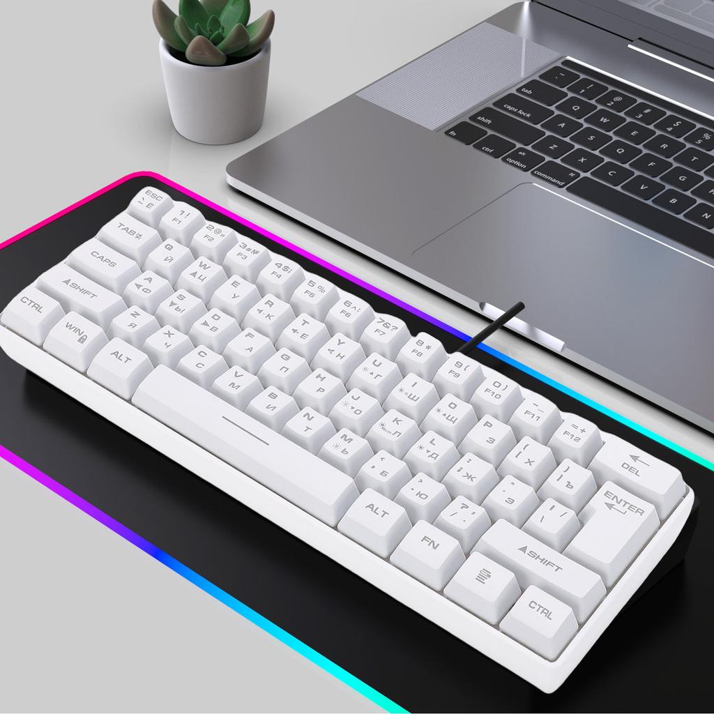 Russische Mechanische Gaming-Tastatur 61 Tasten Kompakt RGB Kabelgebunden Russisch Englisch Tastatur für Arbeit Geschäftsreise