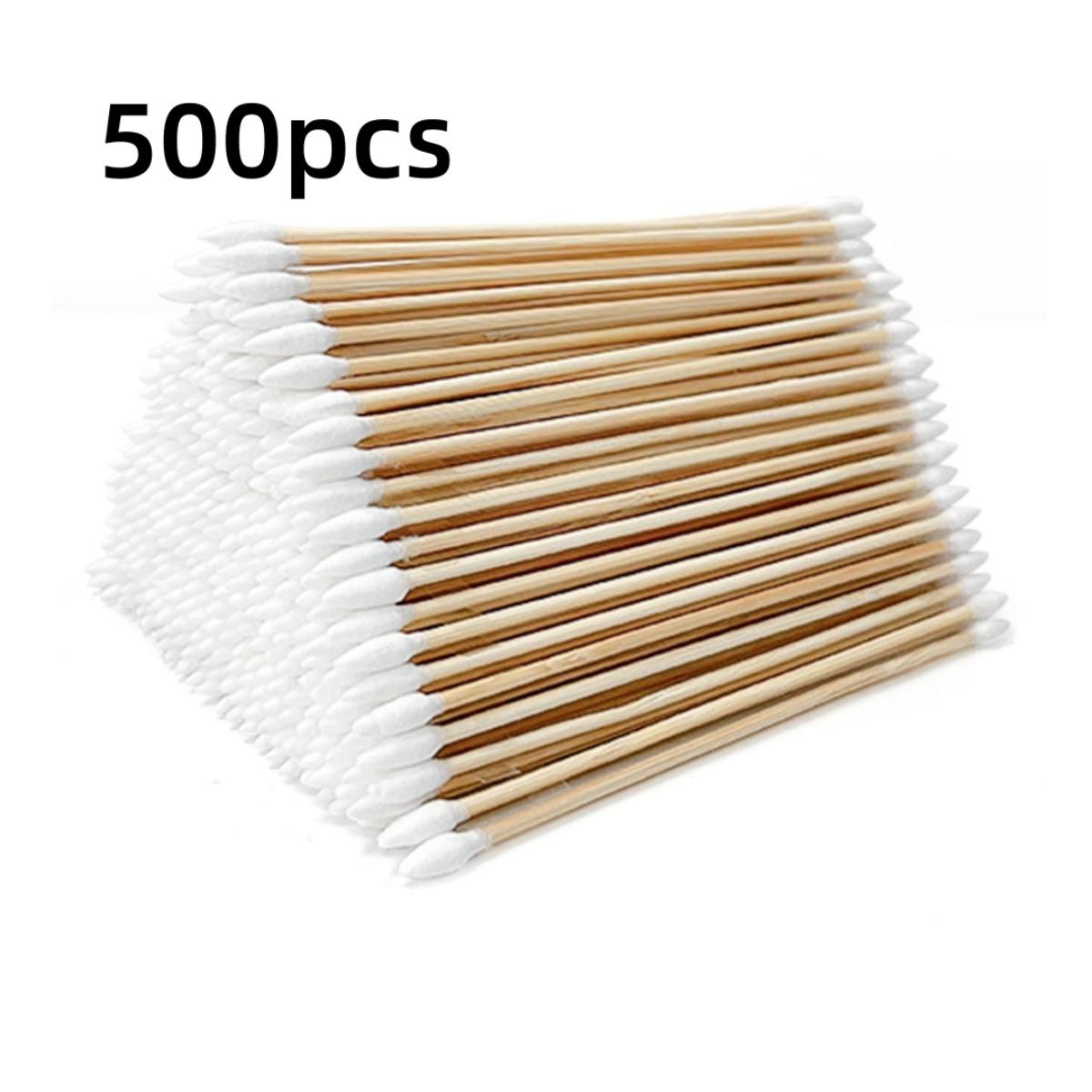 

15 см длинные деревянные ватные палочки для чистки Cotts Eyeshadow Brush и Toolon Sticks с деревянной ручкой для аппликаторов масляного макияжа для глаз и ушей 500pcs белый