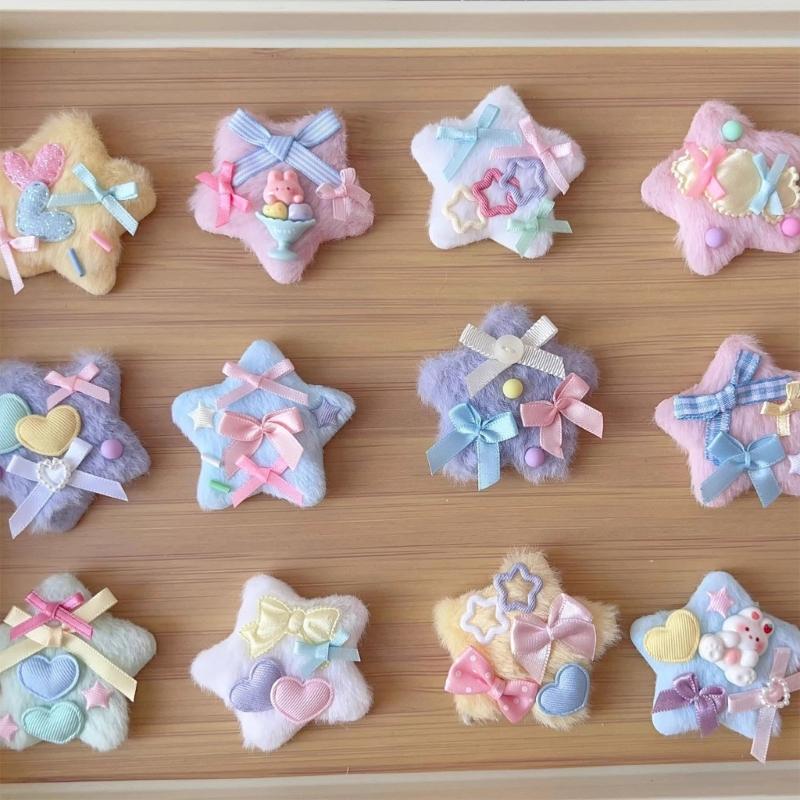 

Милая плюшевая заколка для волос в виде звезды для женщин, крутая трендовая заколка-автомат для волос с украшением в виде звезды для хвостиков и различных причесок синий