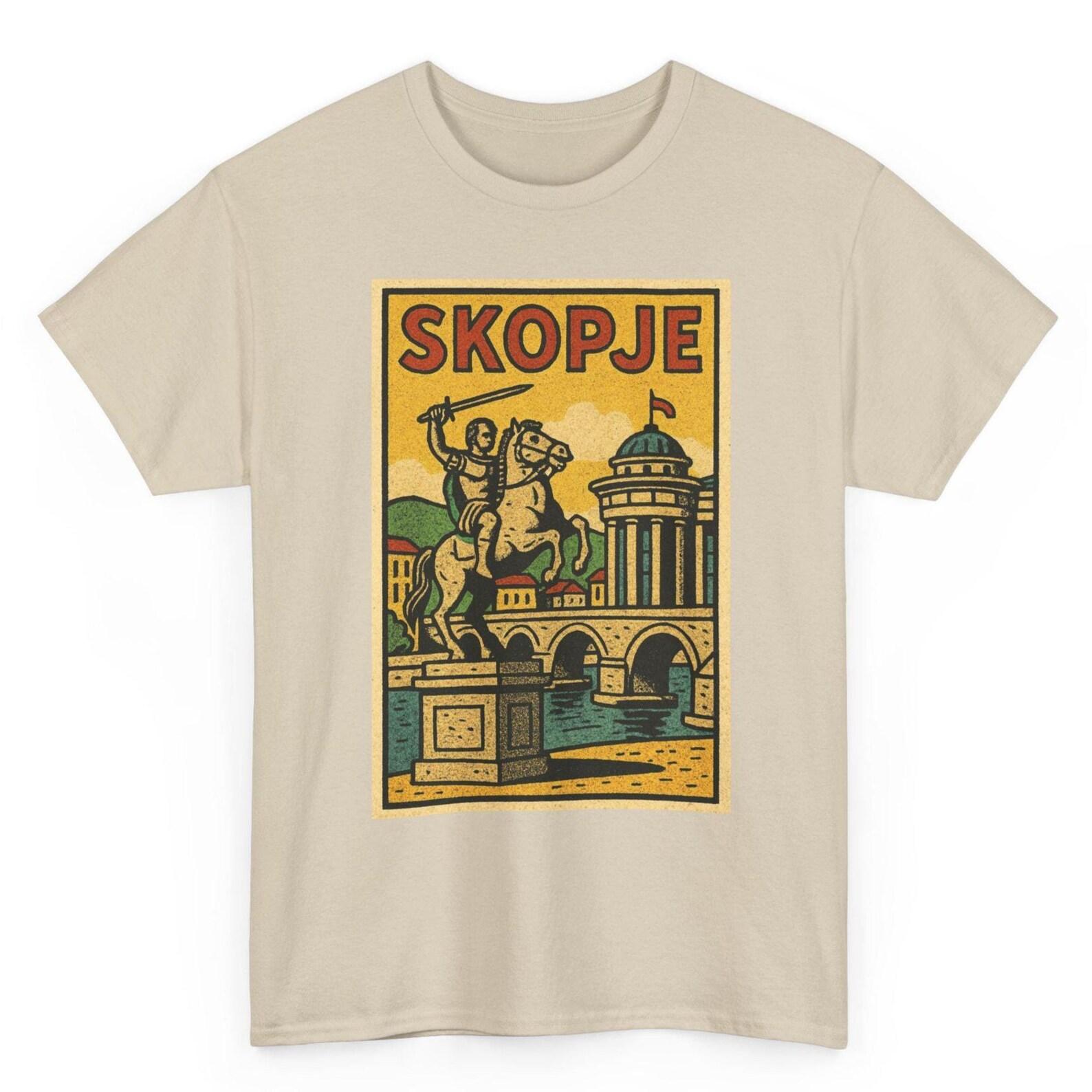 Skopje T-Shirt Unisex: Retro North Macedonia Tee 4XL