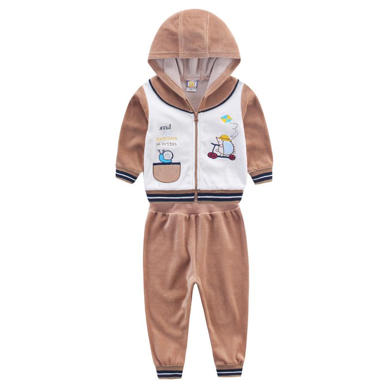 Kid Miminka Dívčí Kluci Kojenecké Oblečení Sametový Zip Zimní Jarní Souprava Kus Dětské oblečení Dlouhý rukáv Oblečení