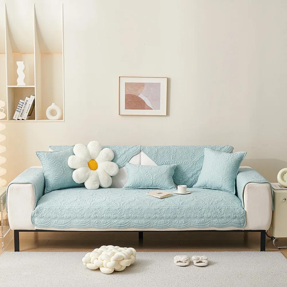 

Чехлы для диванов Four Seasons с вышивкой из хлопка, подушки, коврики для сидений, современные простые чехлы для угловых диванов в гостиных, подлокотники, полотенца 70x70