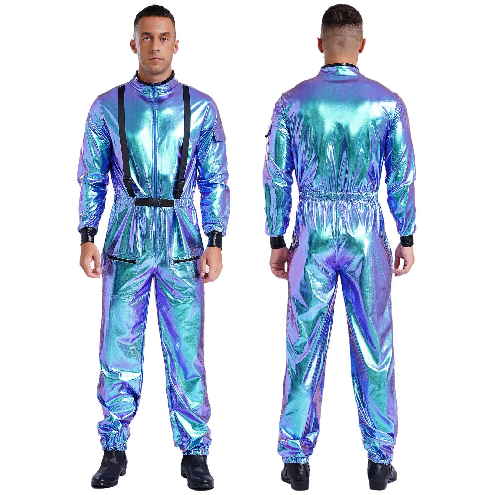 

Чоловічий костюм космонавта Хеллоуїн Косплей Комбінезони з довгими рукавами на блискавці XL синій