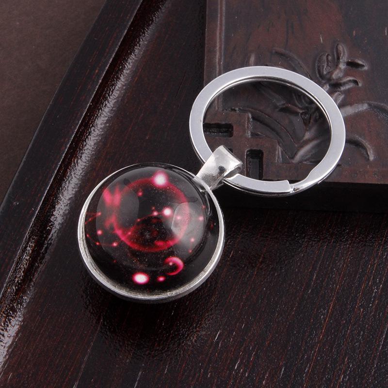 Luminous Scorpio Virgo Crystal Keychain: Double-Sided Glass Pendant Metal Keyring