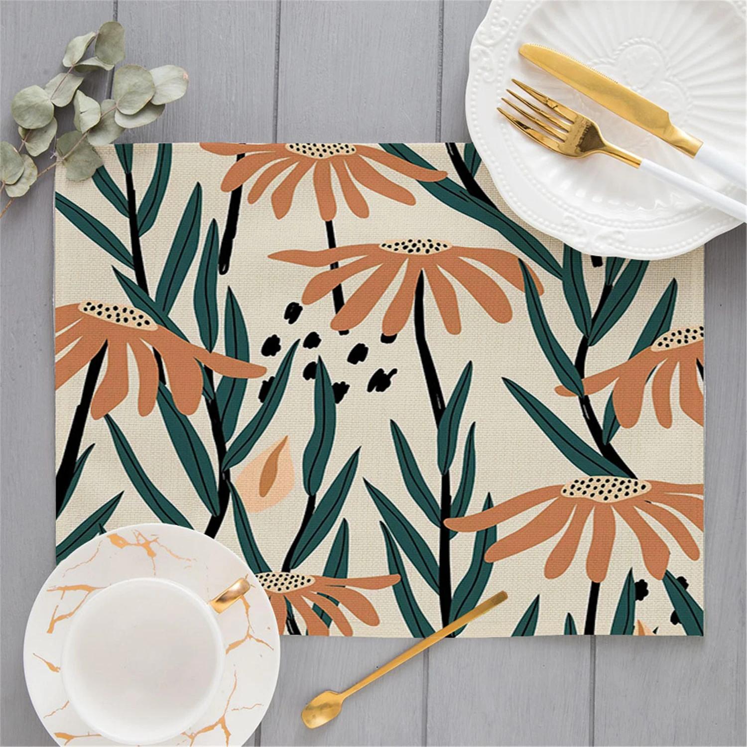 

Lemon Fruit Placemats Summer Ice Cream Place Mats Waterproof Non-Slip Heat-Resistant Linen Outdoor Flamingo Dinner Table Mats 1pcs