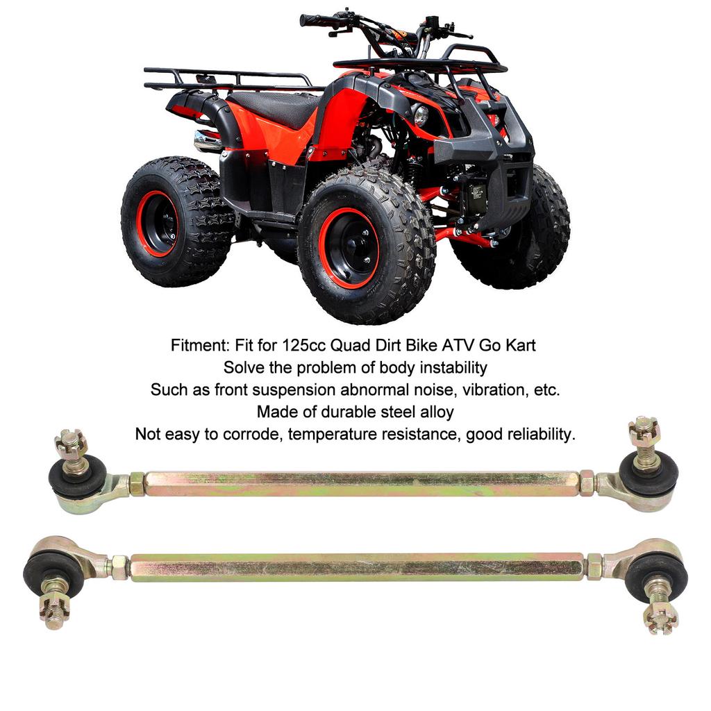 2Pcs 250mm Ball Joint Tie Rod 10mm Thread Steel Alloy for 125cc Quad Dirt Bike ATV Go Kart